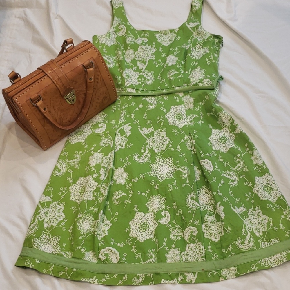 Lime green fit and flare dress